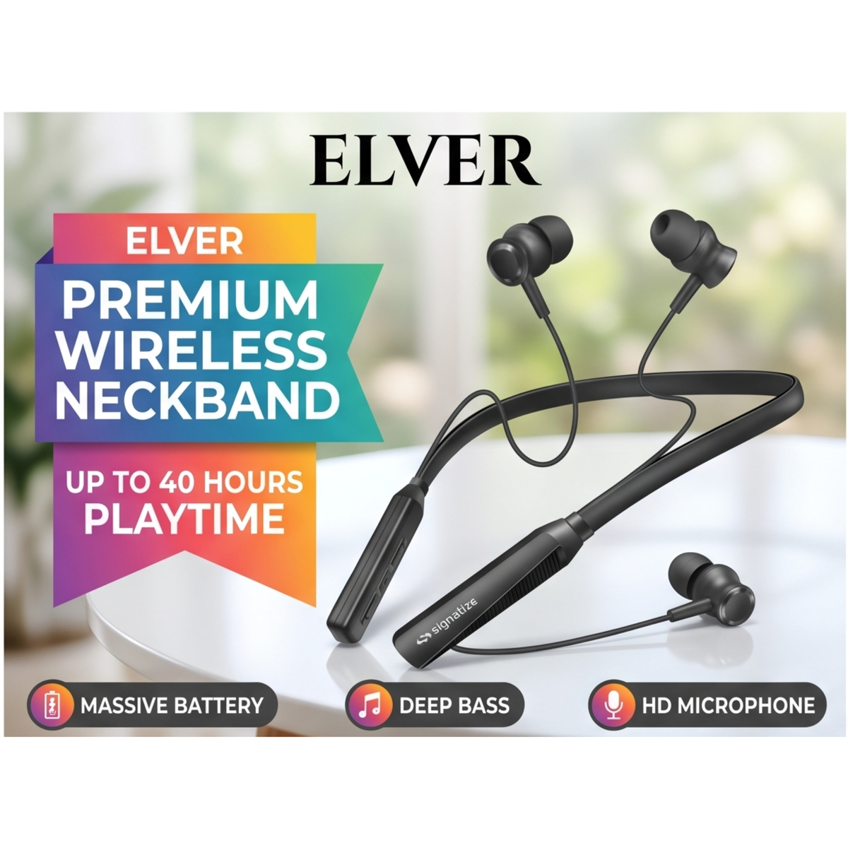 Wireless in-Ear Neckband Bluetooth Earphones with 10mm Drivers, Rich Music Experience, Above 20 Hours Playtime, Type C Fast Charging, Neckband Earphones