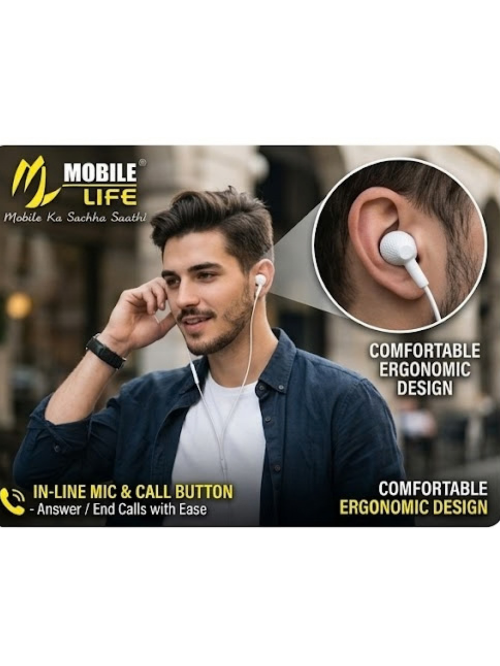 Generic ML-665 Wired in-Ear Earphones with in-Line HD Mic & Deep Bass – 3.5mm Jack Headphones with Noise. Isolation