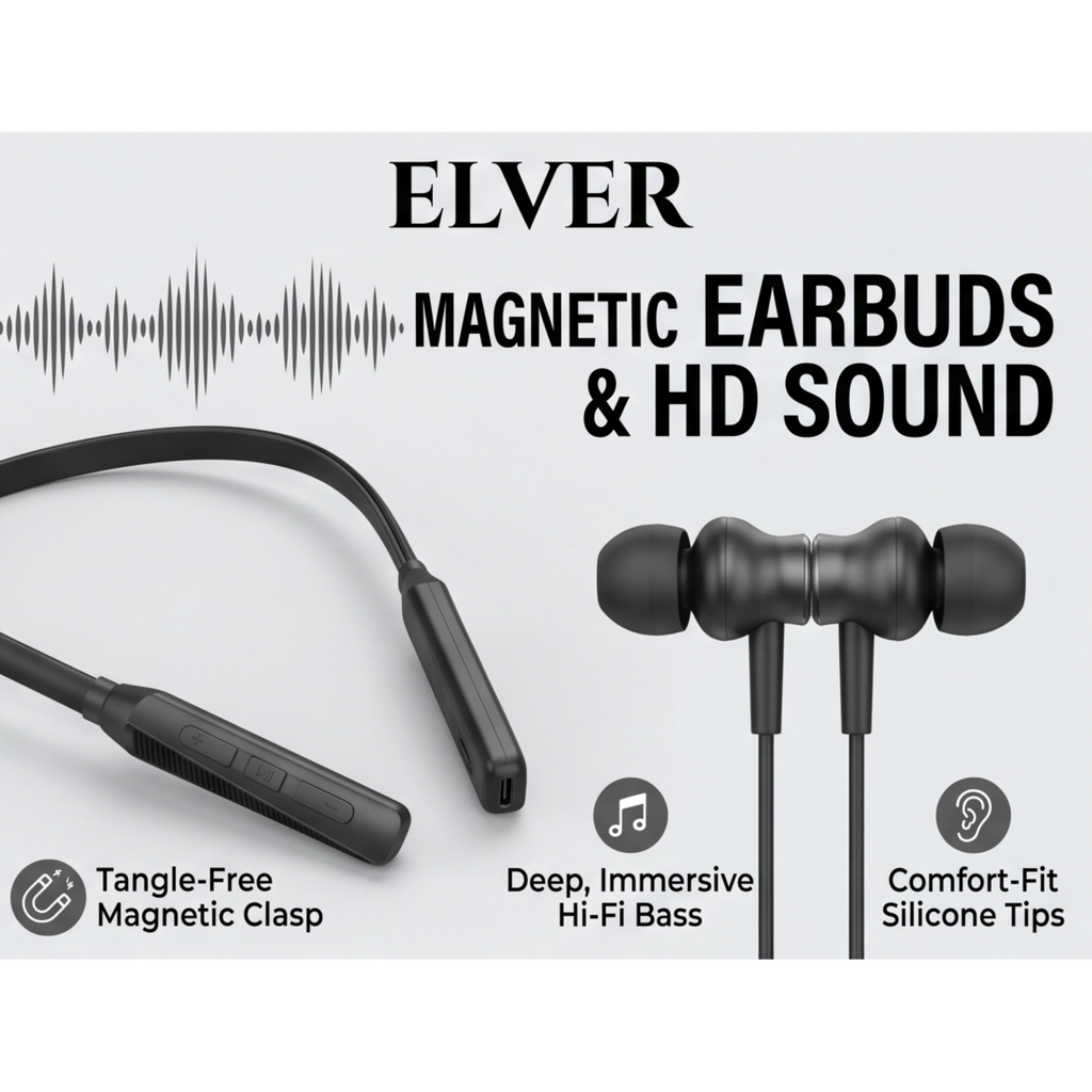 Wireless in-Ear Neckband Bluetooth Earphones with 10mm Drivers, Rich Music Experience, Above 20 Hours Playtime, Type C Fast Charging, Neckband Earphones