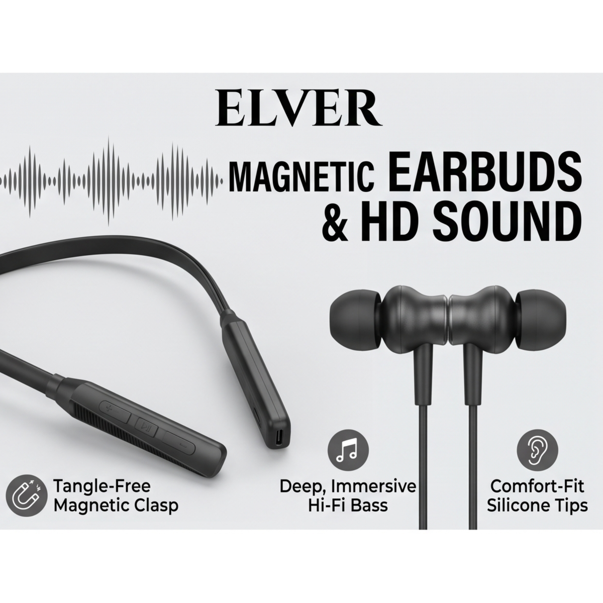 Wireless in-Ear Neckband Bluetooth Earphones with 10mm Drivers, Rich Music Experience, Above 20 Hours Playtime, Type C Fast Charging, Neckband Earphones