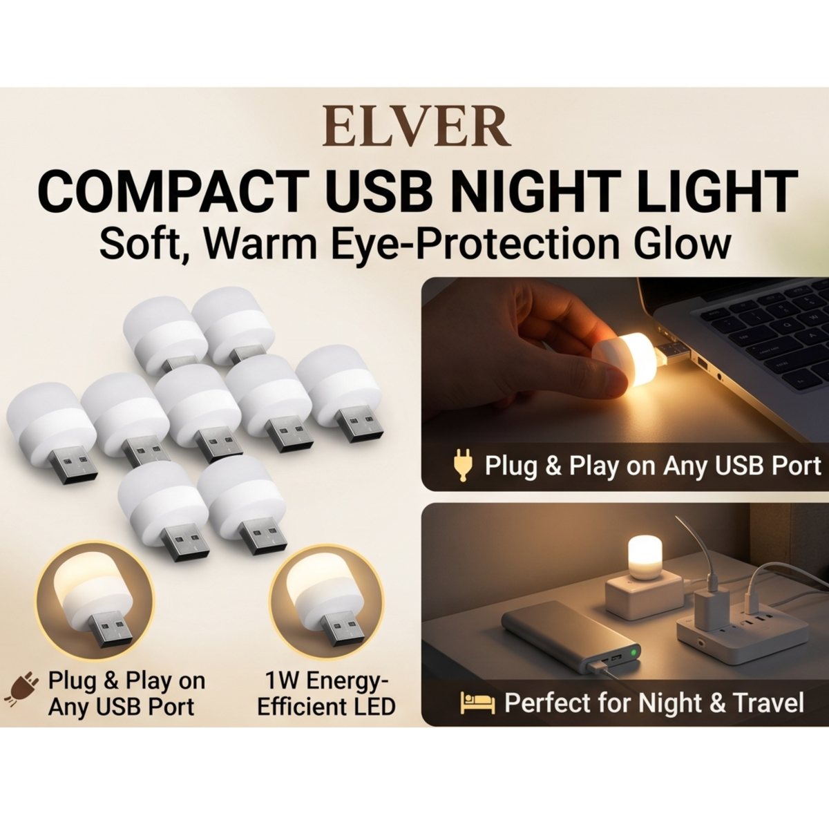 Pack of 12 usb small light white bulb with free protector for cable