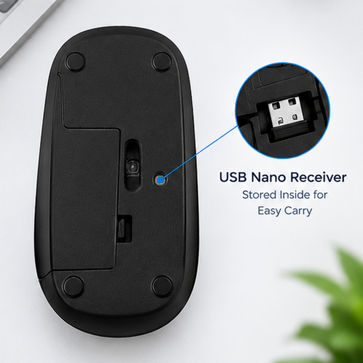 Slim Wireless Mouse for Laptop Desktop Computer with USB Receiver