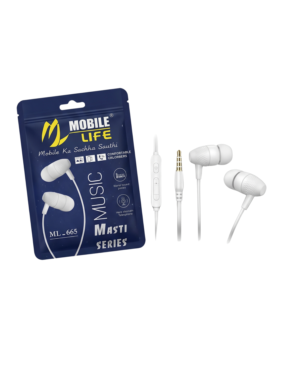 Generic ML-665 Wired in-Ear Earphones with in-Line HD Mic & Deep Bass – 3.5mm Jack Headphones with Noise. Isolation
